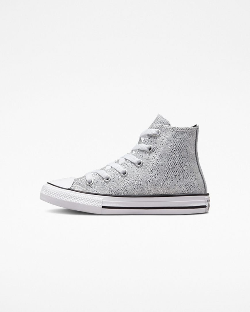 Tenisky Vysoke Converse Chuck Taylor All Star Glitter Dievcenske Strieborne Siva Čierne | SK LOFKM2